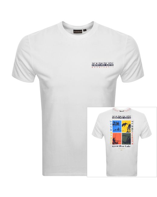 Napapijri White S Gras Short Sleeve T Shirt for men