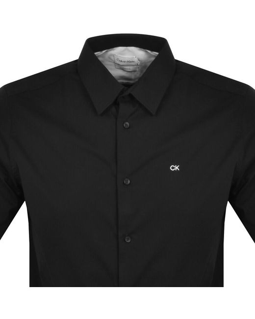 Calvin Klein Black Short Sleeve Poplin Shirt for men