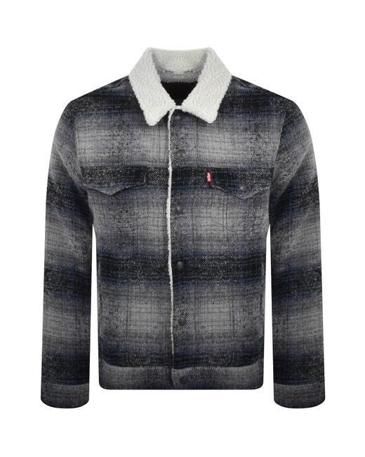 Levi's Black Plaid Sherpa Trucker Jacket for men