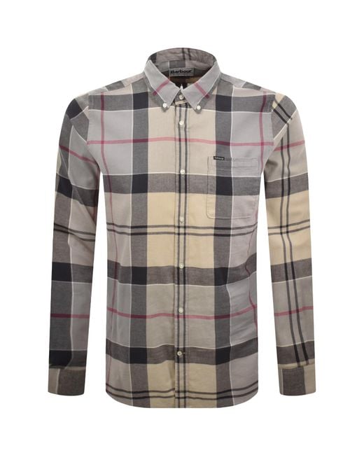 Barbour Gray Glen Check Long Sleeved Shirt for men