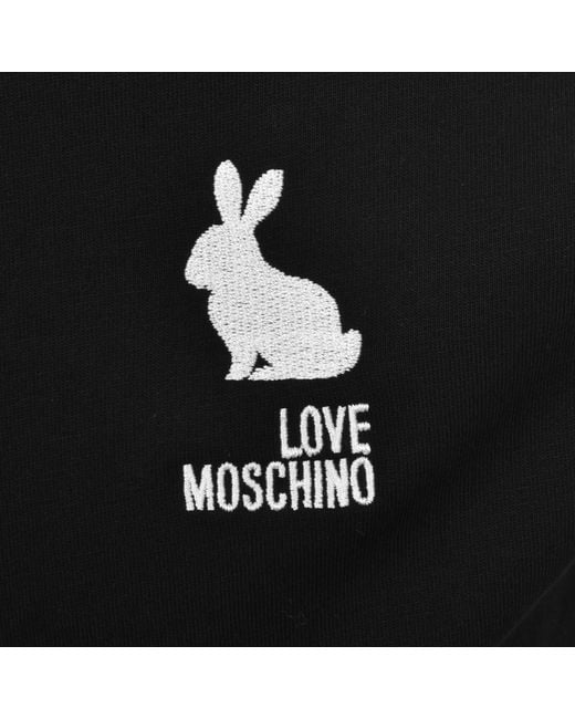 Moschino Black Embroidered Logo T Shirt for men