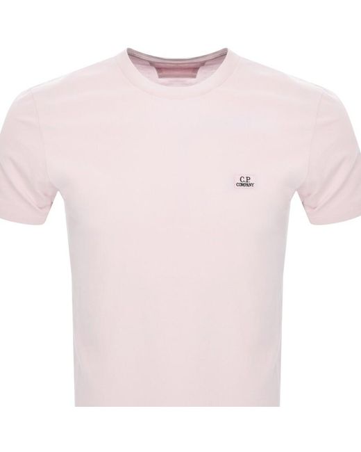 C P Company Pink Cp Company Jersey Logo T Shirt for men