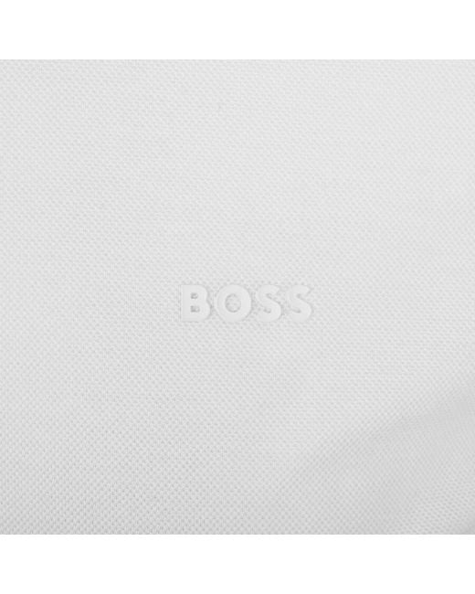 BOSS BUSINESS White Boss Parlay 147 Short Sleeved Polo T Shirt for men