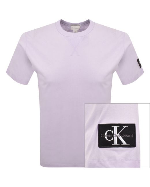Calvin Klein Purple Jeans Badge T Shirt for men