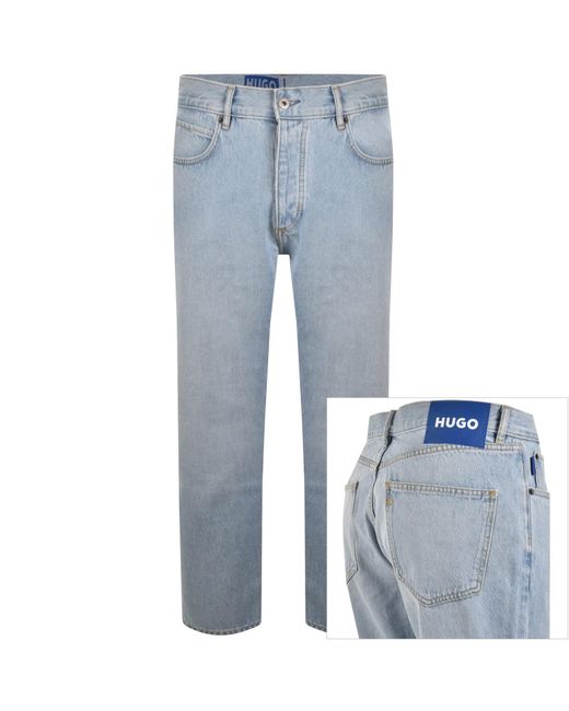 HUGO Blue Straight Fit Jonah Light Wash Jeans for men