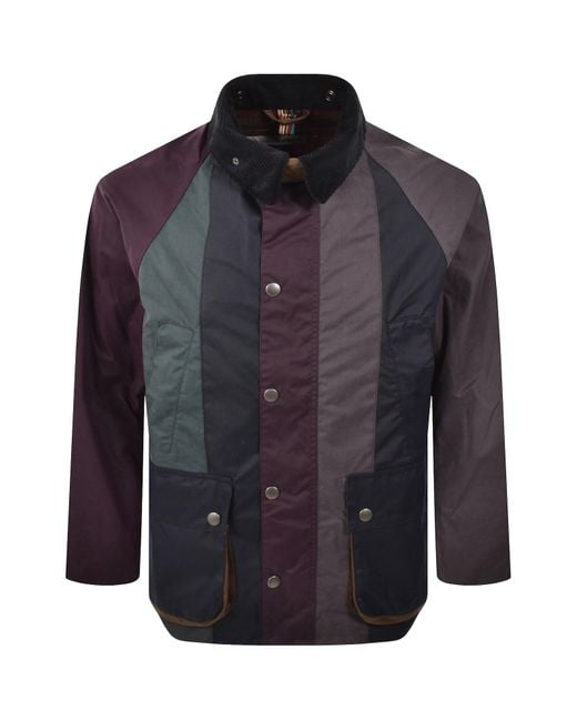 Barbour Blue X Paul Smith Striped Bedale Wax Jacket for men
