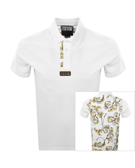 Versace Jeans White Couture Barocco Polo T Shirt for men