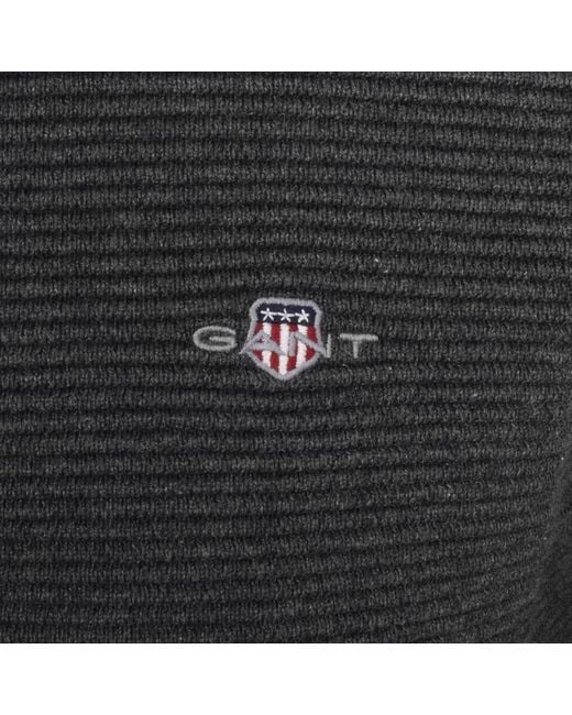 Gant Gray Textured Half Zip Sweatshirt In for men