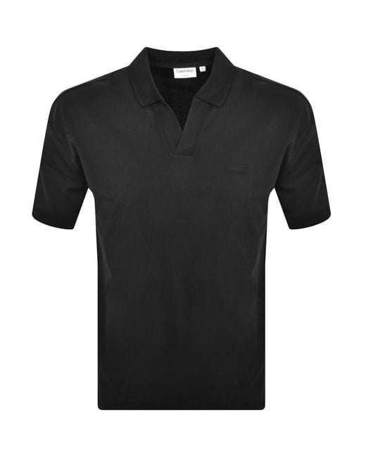 Calvin Klein Black Open Placket Polo T Shirt for men