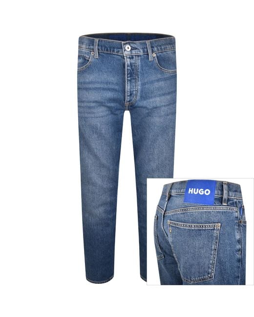 HUGO Blue Brody Tapered Mid Wash Jeans for men