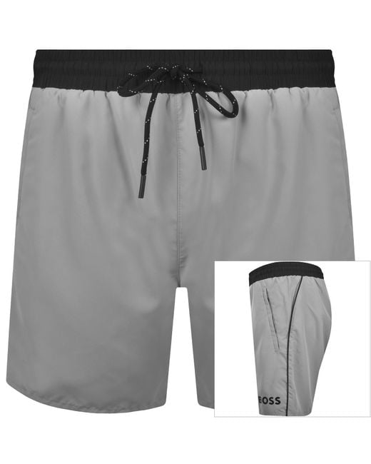 BOSS BUSINESS Gray Boss Starfish Swim Shorts for men
