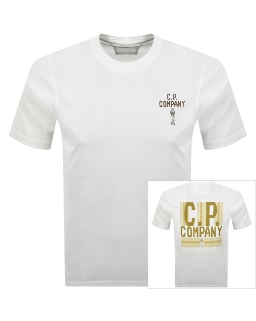 C P Company White Cp Company Logo T Shirt Gauze for men