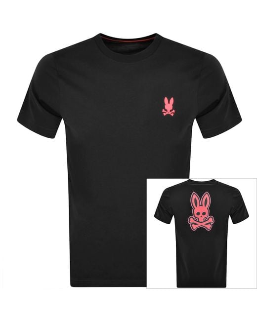 Psycho Bunny Black Sloan Back Graphic T Shirt for men