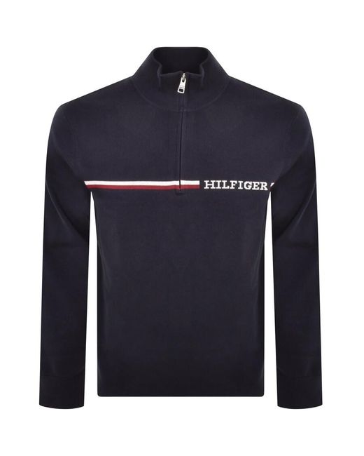 Tommy Hilfiger Blue Half Zip Sweatshirt for men