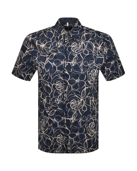 Ted Baker Blue Cavu Abstract Floral Shirt for men