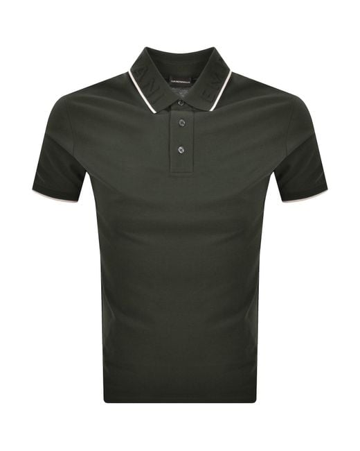 Armani Green Emporio Logo Collar Polo for men