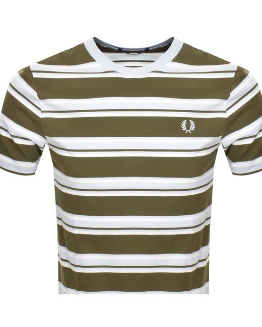 Fred Perry Green Stripe T Shirt for men