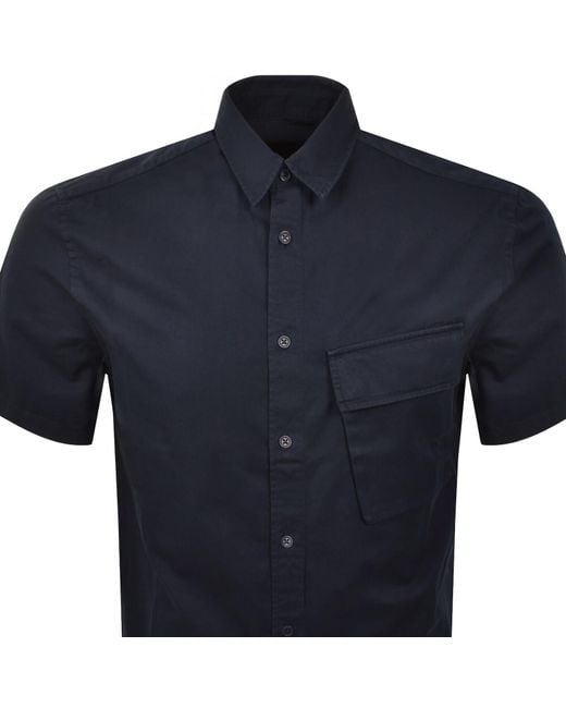 Belstaff Blue Scale Short Sleeved Shirt for men