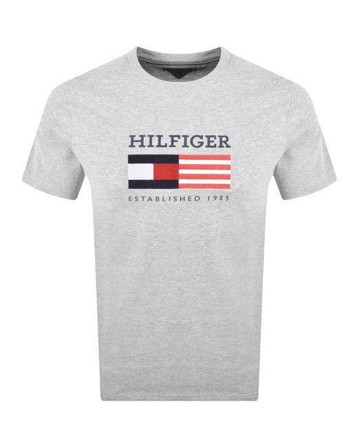 Tommy Hilfiger Gray Monotype Flag T Shirt for men