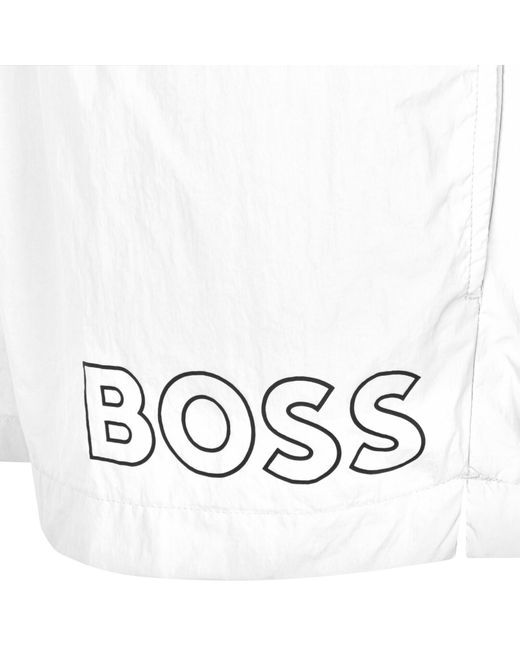 BOSS BUSINESS White Boss Mooneye Swim Shorts for men