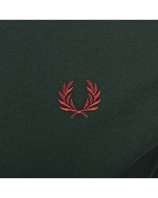 Fred Perry Green Zip Neck Crepe Polo for men
