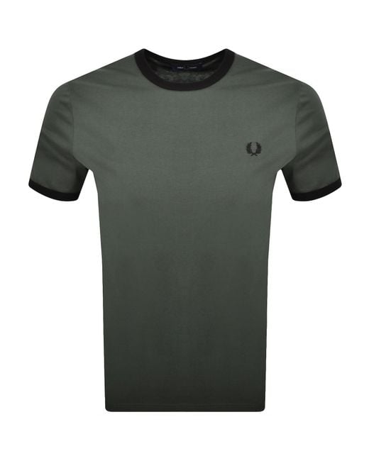 Fred Perry Green Ringer T Shirt Field for men