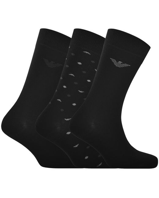 Armani Black Emporio 3 Pack Socks for men