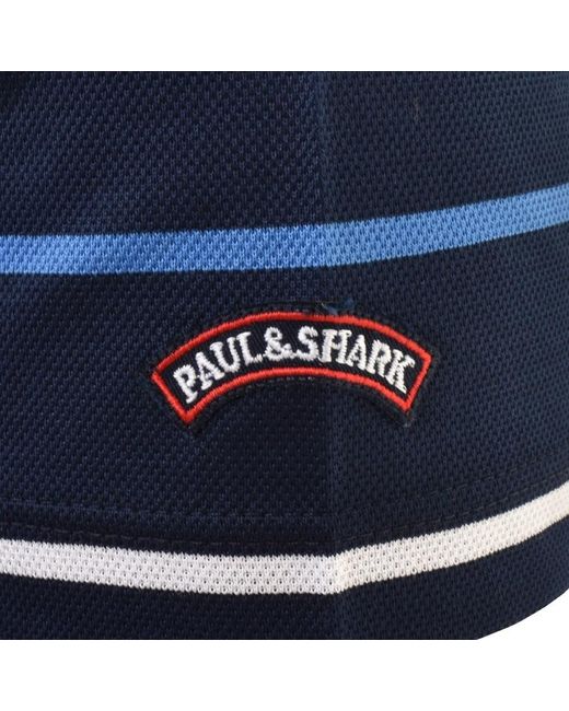 Paul & Shark Blue Paul And Shark Striped Polo T Shirt for men