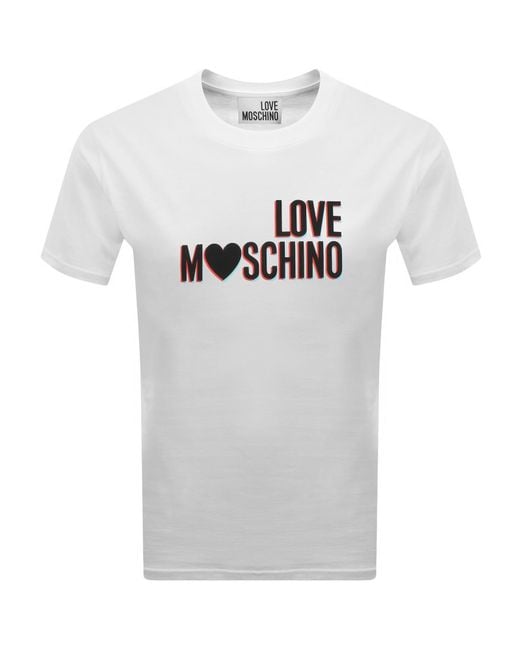 Moschino White Graphic T Shirt for men