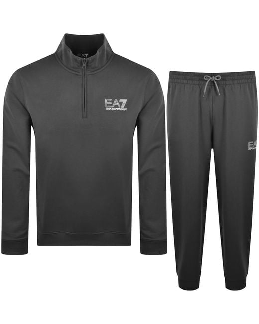 EA7 Black Emporio Armani Logo Tracksuit for men