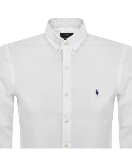 Ralph Lauren White Long Sleeve Slim Fit Shirt for men
