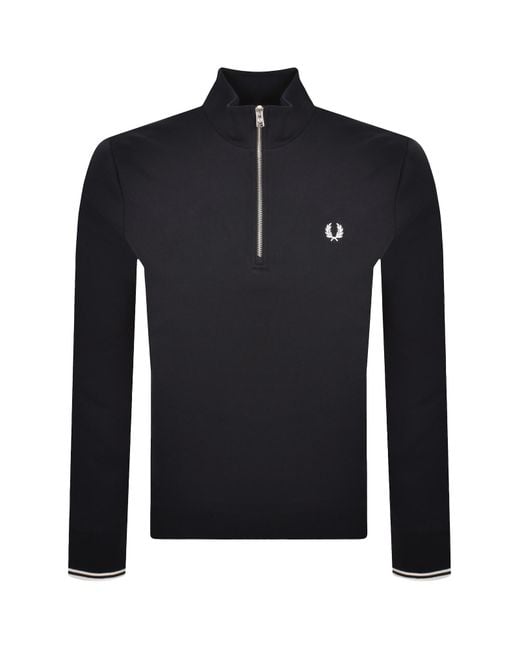 Fred Perry Black Half Zip Sweatshirt for men