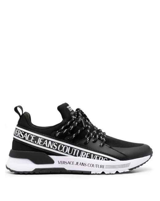 Versace Denim Jeans Couture Logo-tape Low Top Sneakers Black for Men | Lyst