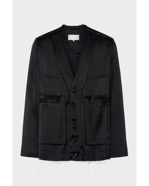 Maison Margiela Black Patchwork Satin Jacket for men