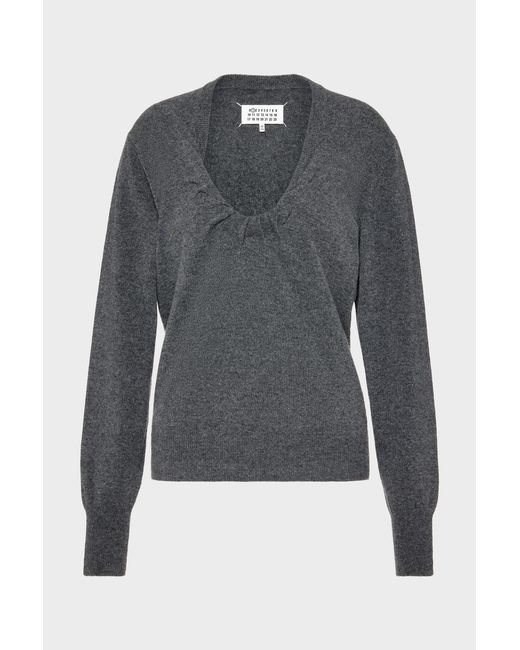 Maison Margiela Gray Twisted Knit Crewneck Sweater