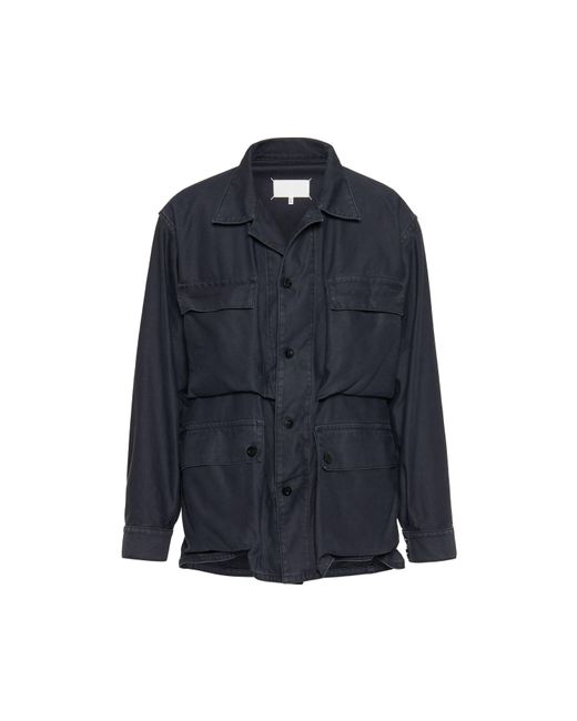 Maison Margiela Blue Cotton Caban Jacket for men