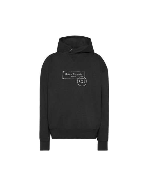 Maison Margiela Black 520 Stamp Print Hooded Sweatshirt for men