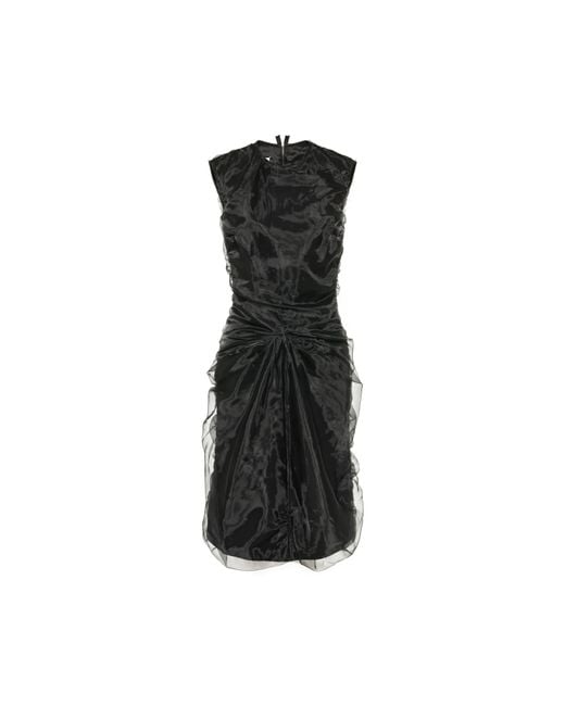Maison Margiela Black Gathered Organza Dress