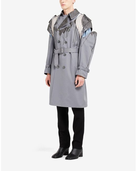 Maison Margiela コットン Decortique トレンチコート カラー グレー メンズ Lyst