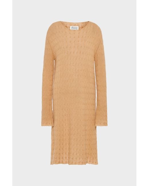 Maison Margiela Natural Wool Cashmere Knit Midi Dress