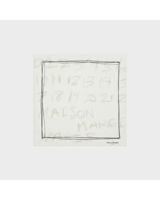 Maison Margiela White Scribbled Numerical Silk Foulard