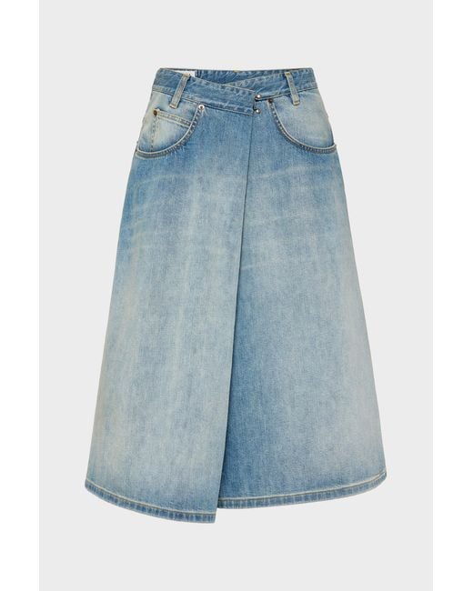 Maison Margiela Blue Wrap Denim Midi Skirt
