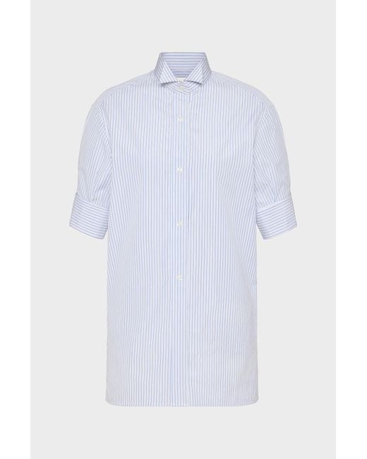 Maison Margiela White Striped Cotton Short-Sleeve Shirt