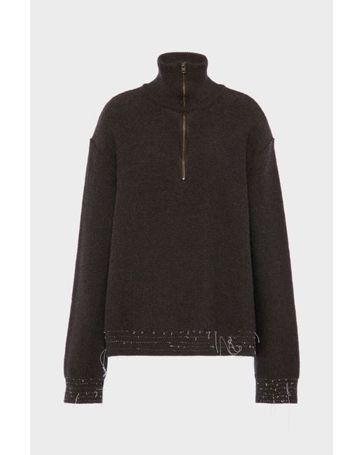 Maison Margiela Black Wool Quarter-Zip Sweater