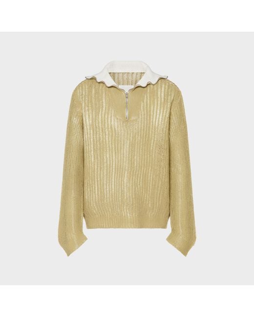 Maison Margiela Multicolor Zip-Neck Open-Knit Sweater for men