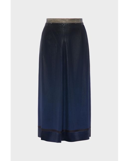 Maison Margiela Blue Foil-Treated Midi Skirt