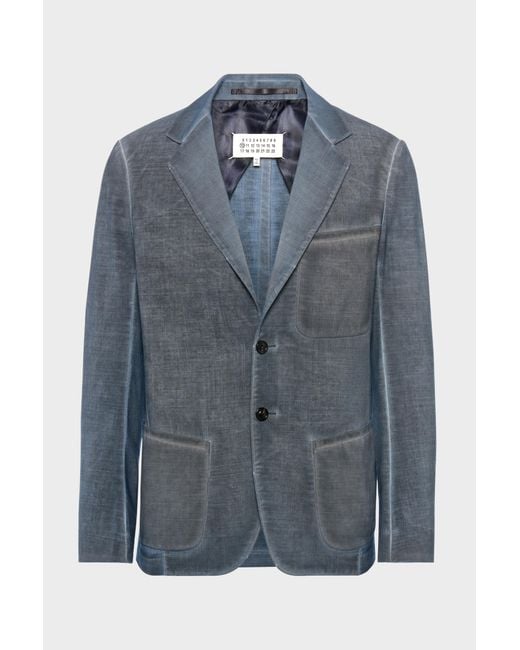 Maison Margiela Blue Double-Dyed Wool Blazer for men