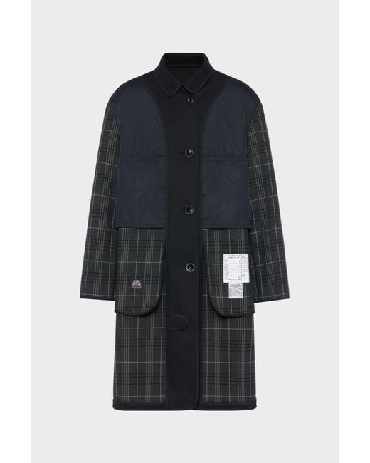 Maison Margiela Blue Reversible Checked Coat for men