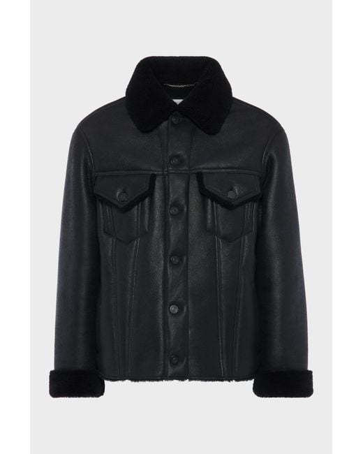 Maison Margiela Black Waxed Shearling Jacket for men