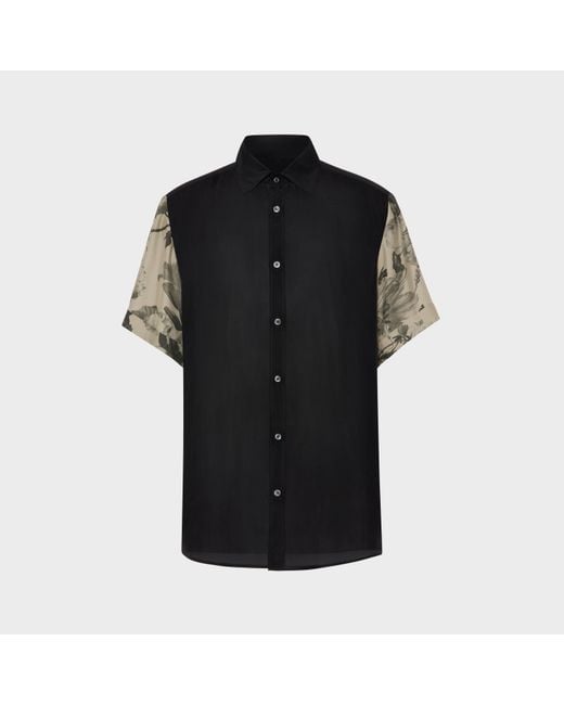 Maison Margiela Black Floral Sleeve Silk Shirt for men